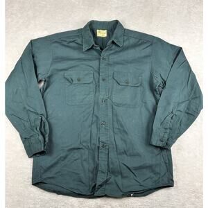 5 Brother Button Up Shirt Vintage 1970s Mens Sz 16 Green Made In USA Union Made
